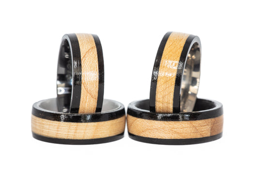 Detroit Red Wings Joe Louis Arena Wood Rings (Black Edges)