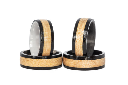 Georgia Bulldogs Football Stadium Wood Rings (Black Edges)